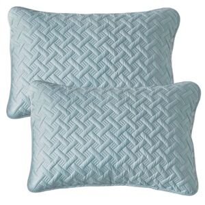 VCNY Quilted King Pillow Shams Pillowcases Nina Basketweave Blue NWT